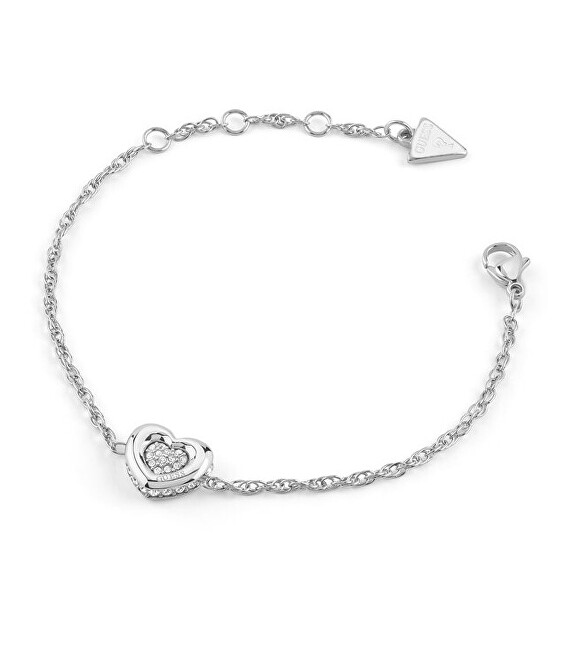 Guess Půvabný náramek Srdíčko s krystaly L.O.V.E. JUBB05461JWRH