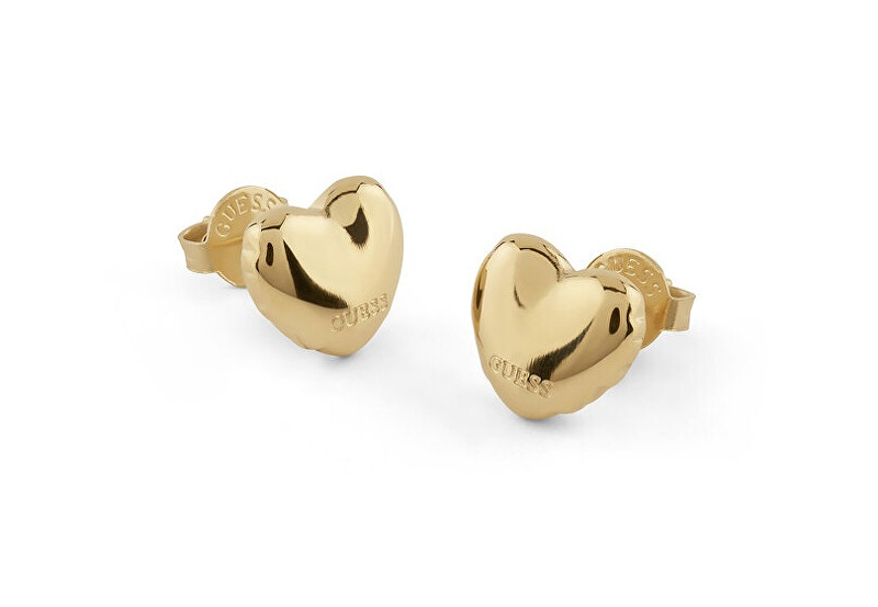 Guess Romantické pozlacené náušnice Srdíčka Iconique JUBE05543JWYGT/U