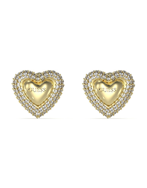 Guess Romantické pozlacené náušnice Srdíčka Beloved JUBE05020JWYGT/U