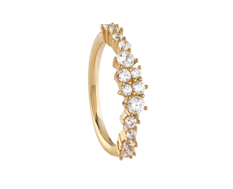 Guess Pozlacený prsten se zirkony Jardin JSBR04480JWYG