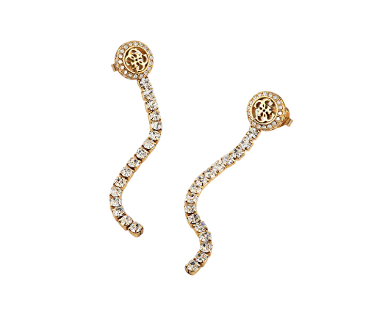 Guess Výrazné pozlacené náušnice s čirými krystaly Paradise JUBE05144JWYGT/U