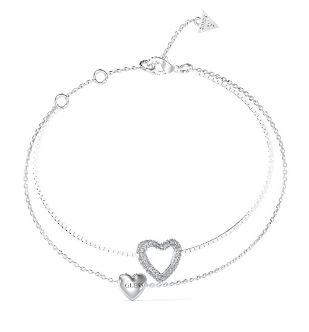 Guess Dvojitý ocelový náramek se srdíčky Beloved JUBB05027JWRH