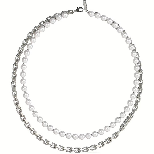 Guess Dvojitý pánský náhrdelník s perlami Edgy Styles JUMN04062JWSTWIT-U