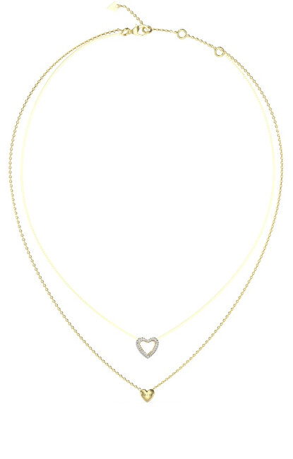 Guess Dvojitý pozlacený náhrdelník se srdíčky Beloved JUBN05026JWYGT/U