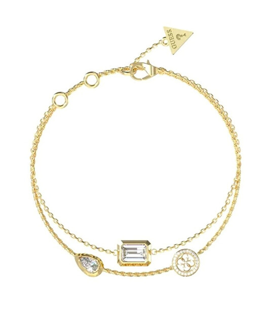 Guess Dvojitý pozlacený náramek se zirkony 4G Light JUBB05237JWYG