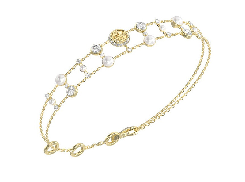 Guess Dvojitý pozlacený náramek Tiny Pearly JUBB05512JWYG