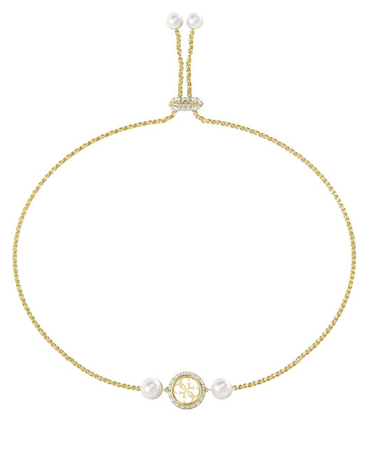 Guess Elegantní pozlacený náramek Tiny Pearly JUBB05520JWYGT/U