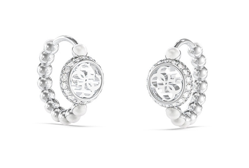 Guess Jedinečné kruhové náušnice s perličkami Tiny Pearly JUBE05518JWRHT/U