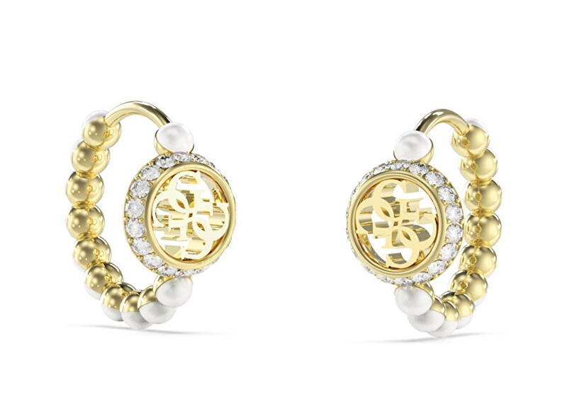 Guess Jedinečné kruhové náušnice s perličkami Tiny Pearly JUBE05518JWYGT/U