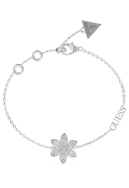 Guess Krásný ocelový náramek s květinou White Lotus JUBB04144JWRH