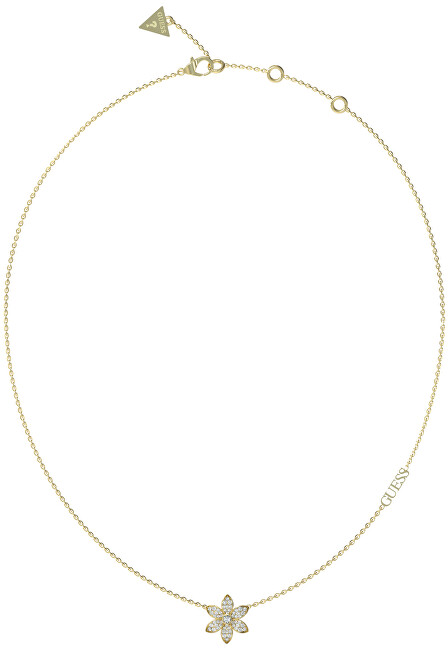 Guess Krásný pozlacený náhrdelník s květinou White Lotus JUBN04146JWYGT/U