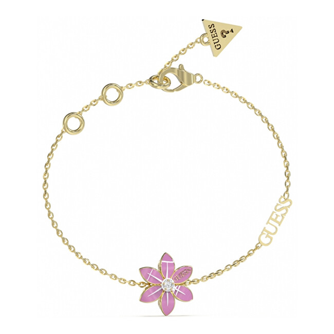 Guess Krásný pozlacený náramek s květinou White Lotus JUBB04134JWYGPK