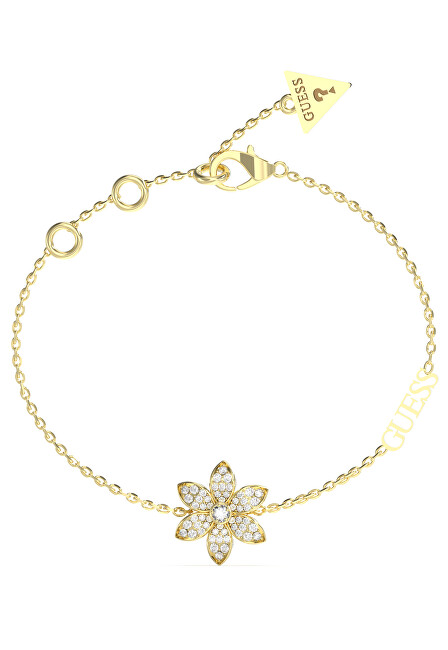 Guess Krásný pozlacený náramek s květinou White Lotus JUBB04144JWYG
