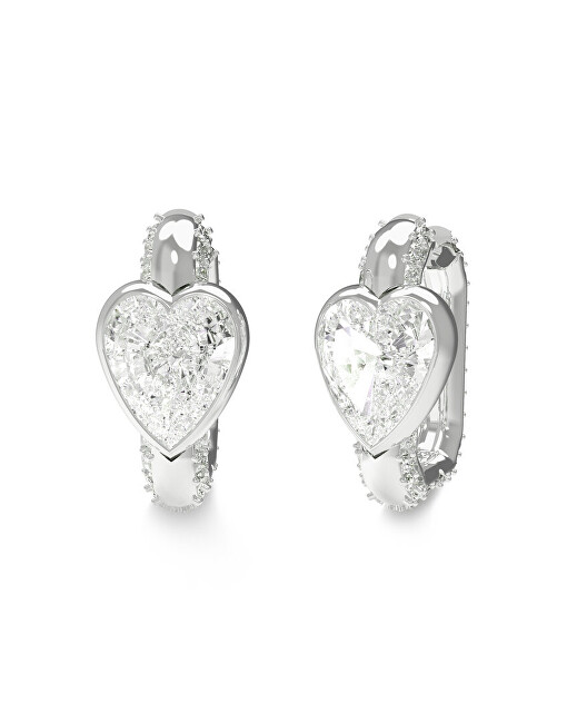Guess Kruhové náušnice so srdiečkami Crystal Love JUBE06365JWRHT/U číra, strieborná