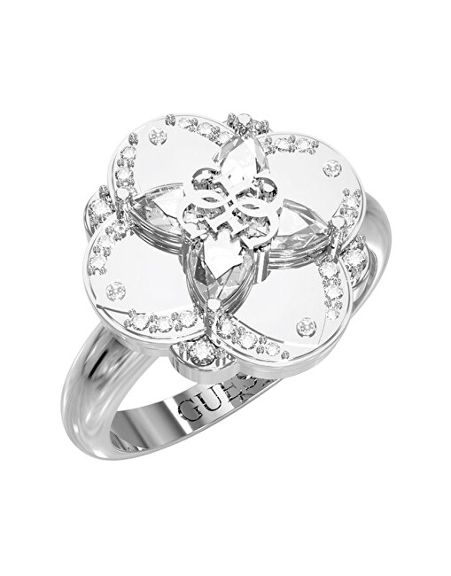 Guess Luxusní ocelový prsten s květinou Wild Flower JUBR05506JWRH