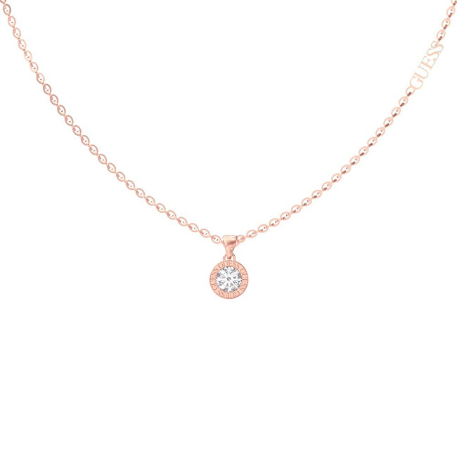 Guess Moderní bronzový náhrdelník Color My Day JUBN02245JWRGT/U růžové zlato, čirá