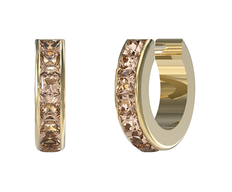 Guess Nadčasové pozlacené náušnice s krystaly Huggie Me JUBE03134JWYGPET/U