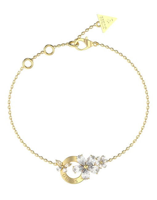 Guess Něžný pozlacený náramek s květinami Lily JUBB05106JWYG