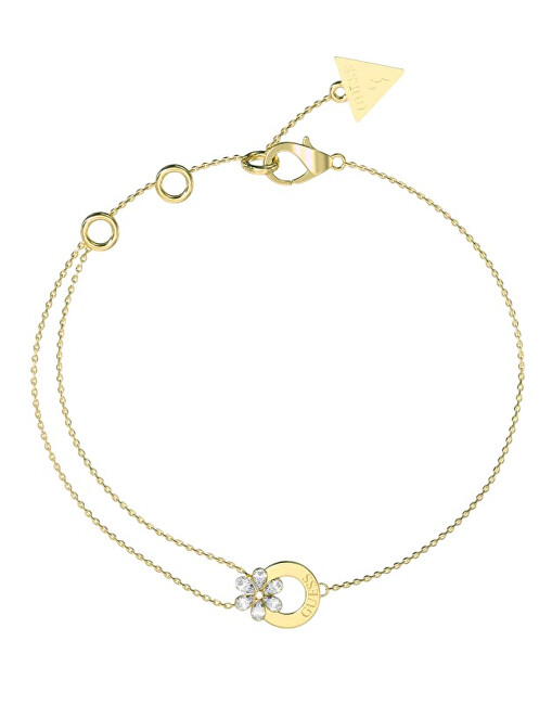 Guess Něžný pozlacený náramek s květinou Lily JUBB05111JWYG