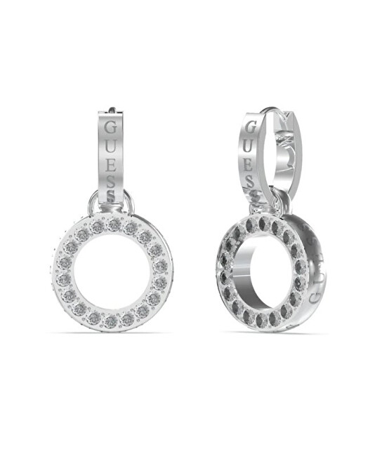 Guess Ocelové náušnice s přívěsky Circle Lights JUBE03167JWRHT/U