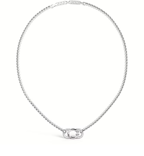 Guess Oceľový tenisový náhrdelník s kryštálmi JUBN04506JWRHT-U číra, strieborná