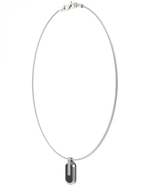 Guess Pánsky oceľový náhrdelník Racer Tag JUMN04038JWSTBKT-U čierna, strieborná