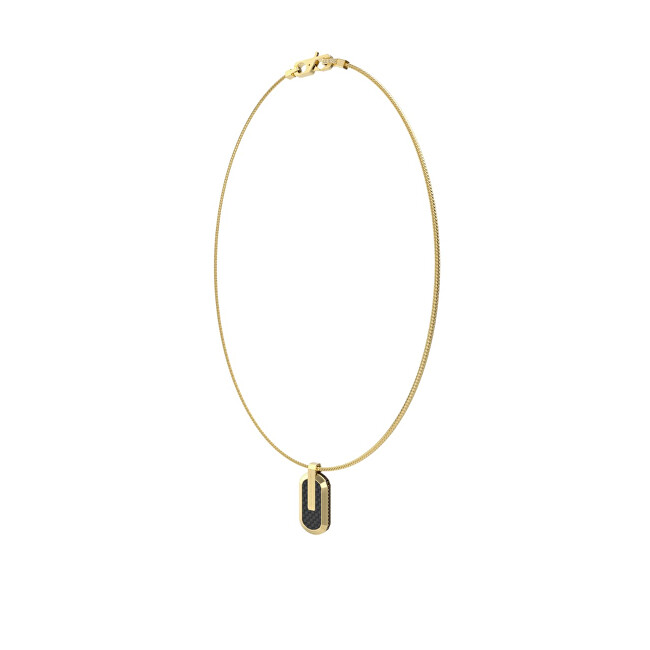 Guess Pánský pozlacený náhrdelník z oceli Racer Tag JUMN04038JWYGBKT