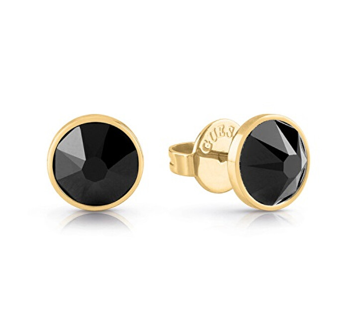 Guess Pozlacené náušnice s černými zirkony Frontiers JUME01343JWYGBKT/U