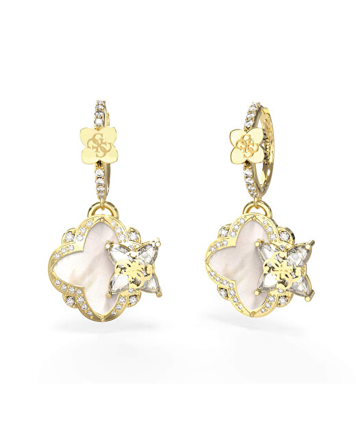 Guess Úchvatné pozlacené náušnice s přívěsky Wild Flower JUBE05583JWYGT/U