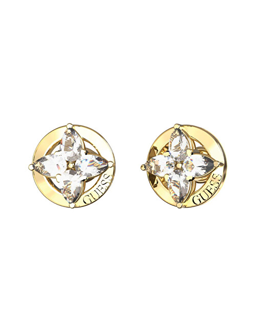 Guess Pozlacené náušnice se zirkony Secret Garden JUBE06040JWYGWHT/U