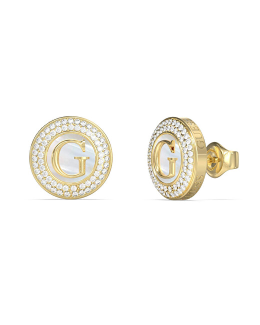 Guess Pozlacené peckové náušnice G Talisman JUBE06205JWYGT/U
