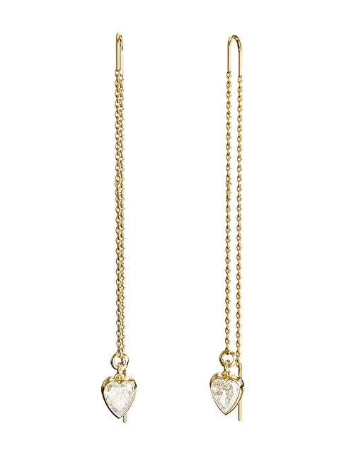 Guess Pozlátené retiazkové náušnice Crystal Love JUBE06364JWYGT/U číra, zlatá