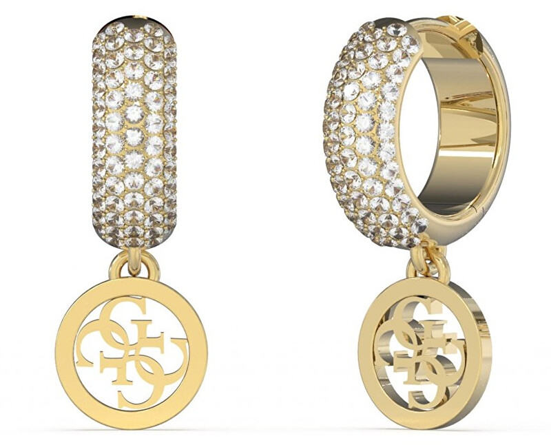 Guess Štýlové pozlátené kruhy Crazy Earrings JUBE03301JWYGT/U číra, zlatá