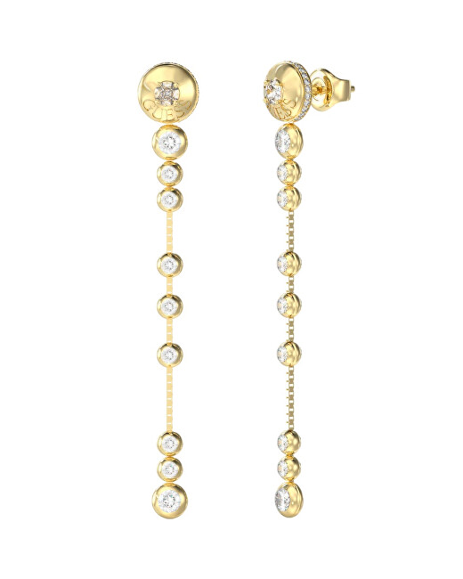 Guess Pozlátené trblietavé náušnice Sparks JUBE06280JWYGT/U číra, zlatá