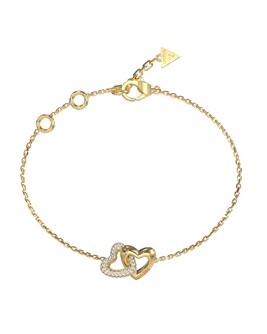 Guess Pozlacený náramek Propojené srdce Beloved JUBB06014JWYG
