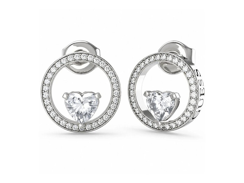 Guess Pôvabné oceľové náušnice M`ama Non M`ama JUBE04666JWRHT-U číra, strieborná