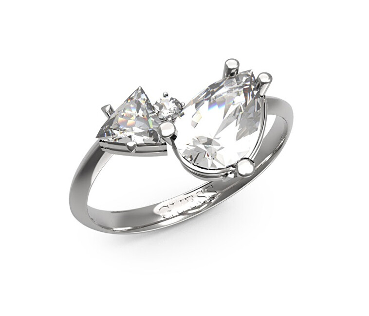 Guess Půvabný ocelový prsten s krystaly Wonderlights JUBR04418JWRH
