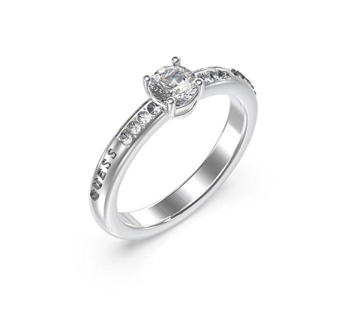 Guess Půvabný ocelový prsten se zirkony JUBR03176JWRH