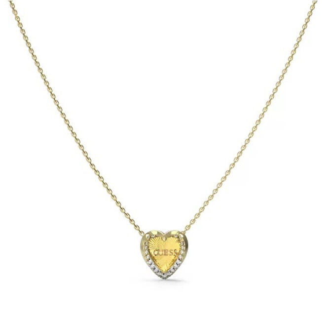 Guess Pôvabný pozlátený náhrdelník so srdiečkom Mon Amour JUBN04606JWYGT/U číra, zlatá