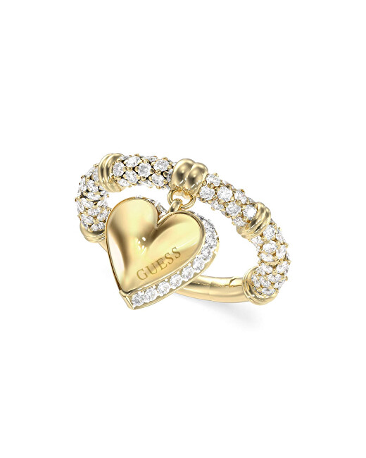 Guess Romantický pozlacený prsten Srdce By Your Side JUBR06077JWYG