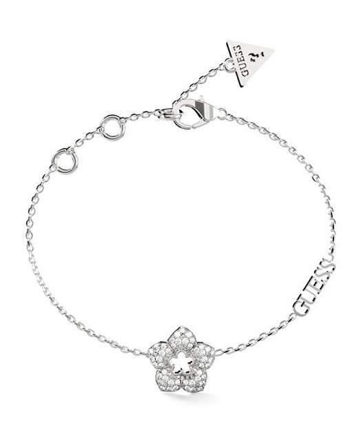 Guess Slušivý ocelový náramek s květinou Shining Winter JUBB04468JWRH