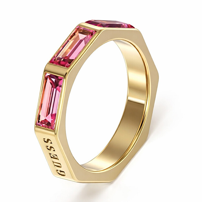 Guess Slušivý prsten s růžovými kubickými zirkony JUBR03174JWYGFC
