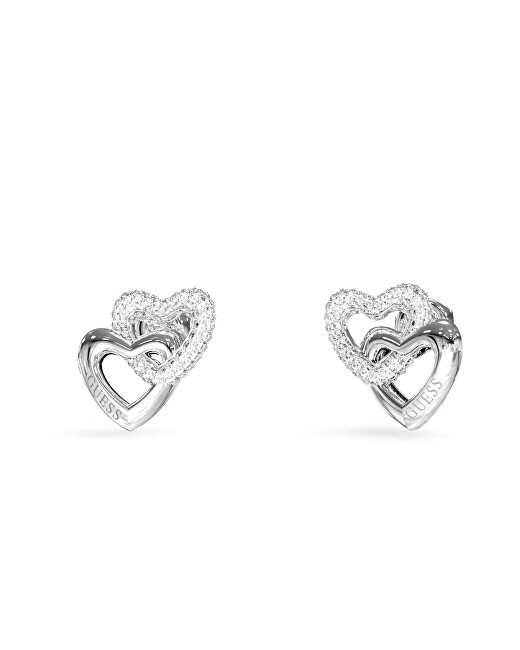 Guess Srdcové ocelové náušnice s krystaly Beloved JUBE06015JWRHT/U