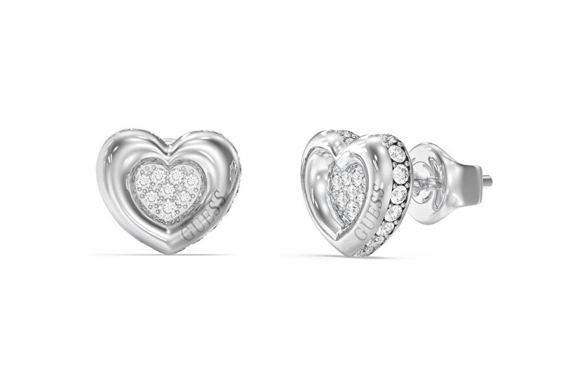Guess Srdíčkové náušnice s krystaly L.O.V.E. JUBE05466JWRHT/U