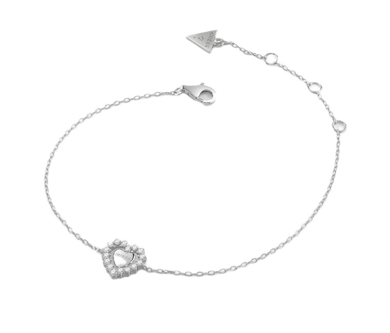 Guess Stříbrný dámský náramek Srdce Jardin JSBB04457JWRH
