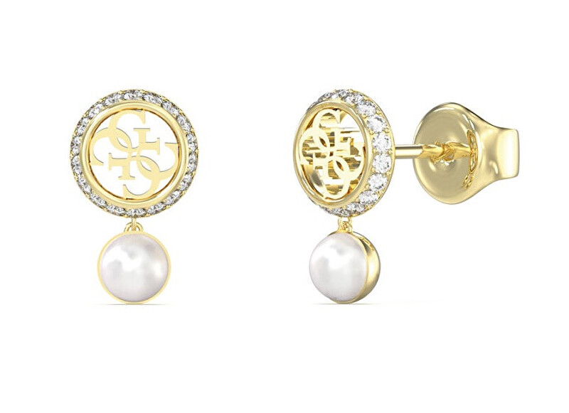 Guess Stylové pozlacené náušnice s perličkou Tiny Pearly JUBE05517JWYGT/U