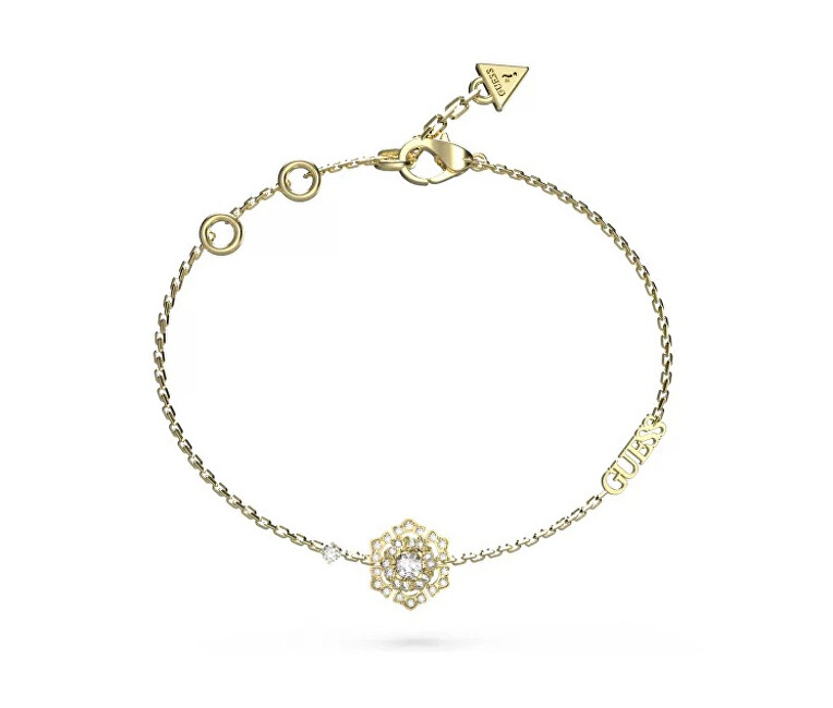 Guess Stylový pozlacený náramek s květinou La Fleur JUBB04557JWYG