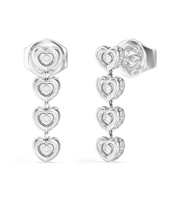 Guess Visací srdíčkové náušnice s krystaly L.O.V.E. JUBE05473JWRHT/U