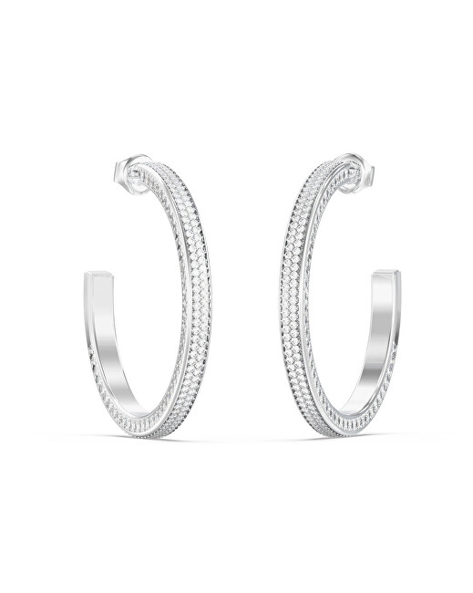Guess Výrazné kruhové náušnice s krystaly Madison JUBE06435JWRHT/U čirá, stříbrná