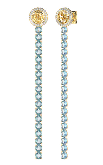 Guess Výrazné pozlacené náušnice s modrými krystaly Paradise JUBE05144JWYGLST/U
